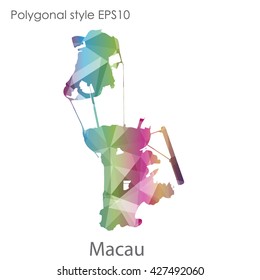 Macau map in geometric polygonal style. Abstract triangle, modern design background