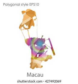 Macau map in geometric polygonal style. Abstract triangle, modern design background