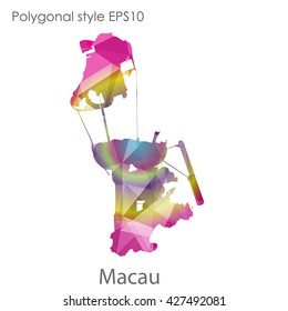 Macau map in geometric polygonal style. Abstract triangle, modern design background