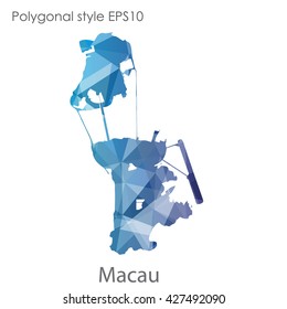 Macau map in geometric polygonal style. Abstract triangle, modern design background