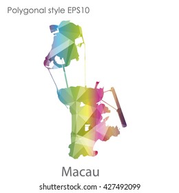 Macau map in geometric polygonal style. Abstract triangle, modern design background