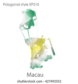 Macau map in geometric polygonal style. Abstract triangle, modern design background