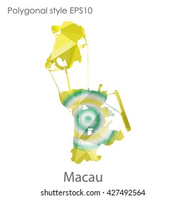 Macau map in geometric polygonal style. Abstract triangle, modern design background