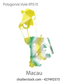 Macau map in geometric polygonal style. Abstract triangle, modern design background