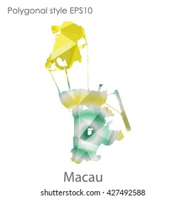 Macau map in geometric polygonal style. Abstract triangle, modern design background
