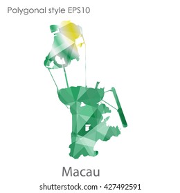 Macau map in geometric polygonal style. Abstract triangle, modern design background