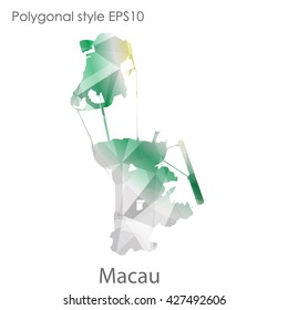 Macau map in geometric polygonal style. Abstract triangle, modern design background