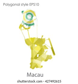 Macau map in geometric polygonal style. Abstract triangle, modern design background