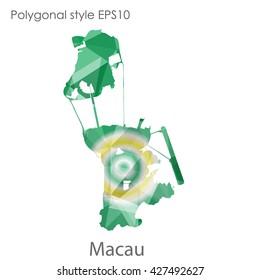 Macau map in geometric polygonal style. Abstract triangle, modern design background
