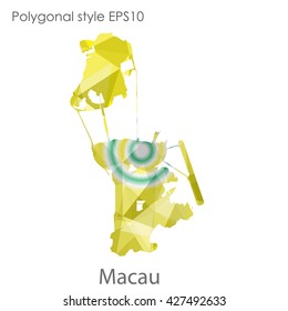 Macau map in geometric polygonal style. Abstract triangle, modern design background