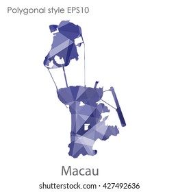 Macau map in geometric polygonal style. Abstract triangle, modern design background