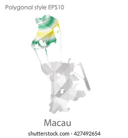 Macau map in geometric polygonal style. Abstract triangle, modern design background