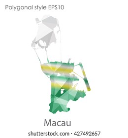 Macau map in geometric polygonal style. Abstract triangle, modern design background
