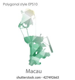 Macau map in geometric polygonal style. Abstract triangle, modern design background