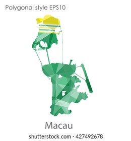 Macau map in geometric polygonal style. Abstract triangle, modern design background
