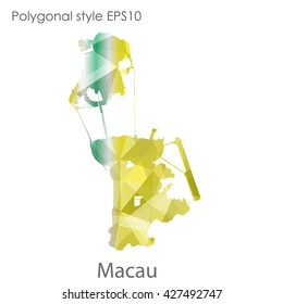 Macau map in geometric polygonal style. Abstract triangle, modern design background