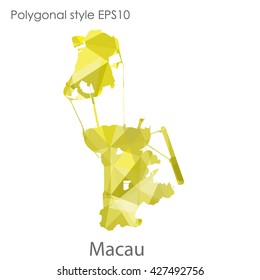 Macau map in geometric polygonal style. Abstract triangle, modern design background