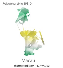 Macau map in geometric polygonal style. Abstract triangle, modern design background
