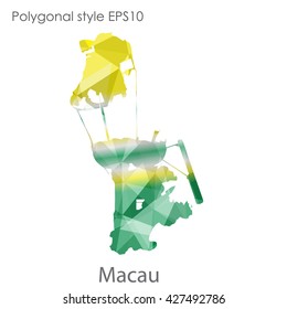 Macau map in geometric polygonal style. Abstract triangle, modern design background