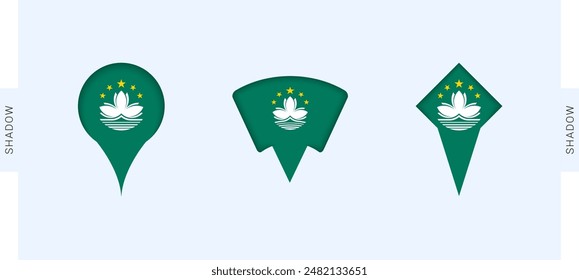 Macau Map Markers Set. Perfect for projects related to Macau, travel, geography, and international representation. Vector collection.