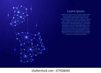 Macau map of polygonal mosaic lines network, rays and space stars of vector illustration.