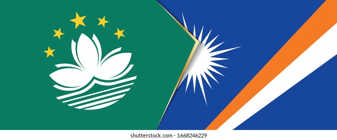 Macau and Marshall Islands flags, two vector flags symbol of relationship or confrontation.