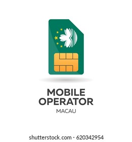 Macau mobile operator. SIM card with flag. Vector illustration