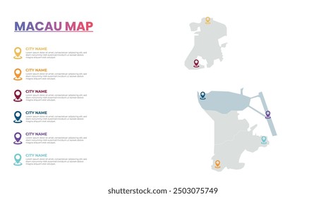 Macau Modern Map Infografik Vorlage, Detaillierte Infografik Karte von Macau Beliebte Stadt