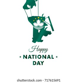 Macau National day. Macau map. Vector illustration.