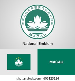Macau National Emblem and flag 