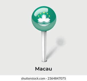 Macau national flag map marker pin icon illustration