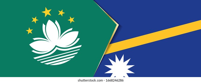 Macau and Nauru flags, two vector flags symbol of relationship or confrontation.