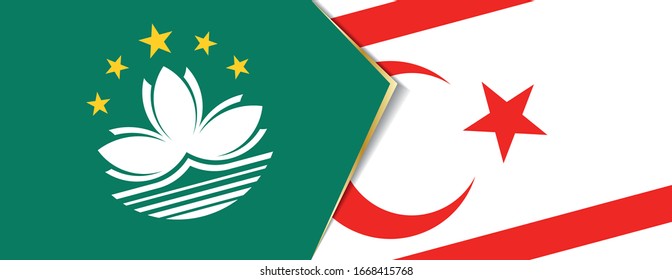 Macau and Northern Cyprus flags, two vector flags symbol of relationship or confrontation.