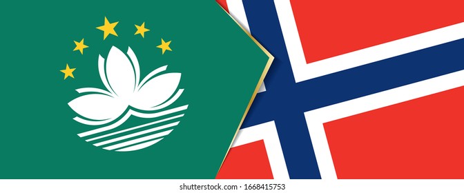 Macau and Norway flags, two vector flags symbol of relationship or confrontation.