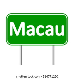 Macau road sign isolated on white background.