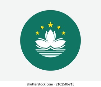 Macau Round Country Flag. Macao Circle National Flag. Macanese Circular Shape Button Banner. EPS Vector Illustration.