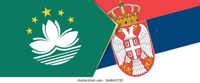 Macau and Serbia flags, two vector flags symbol of relationship or confrontation.