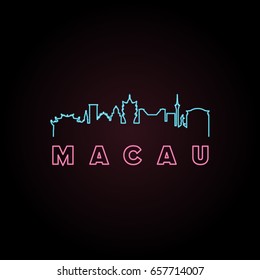 Macau Skyline Neon Style. Vector Illustration. 