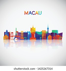 Macau skyline silhouette in colorful geometric style. Symbol for your design. Vector illustration.