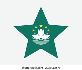 Macau Star Flag. Macao Star Shape Flag. Country National Banner Icon Symbol Vector Flat Artwork Graphic Illustration