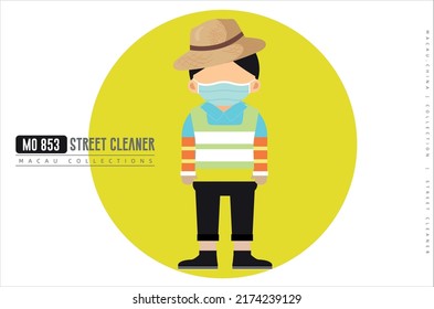 Macau Street Cleaner Avatar Vector