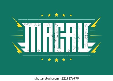 Macau - Stylized poster, banner, flyer or postcard with inscription, stars and lightnings. t-shirt graphics on the theme of Makao.