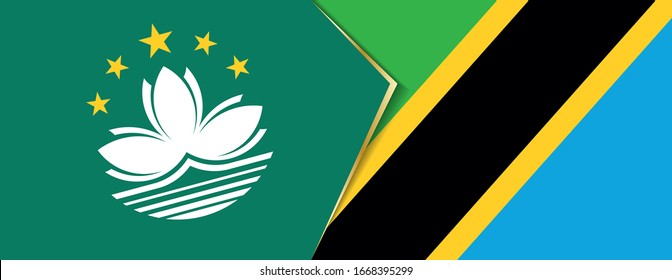 Macau and Tanzania flags, two vector flags symbol of relationship or confrontation.