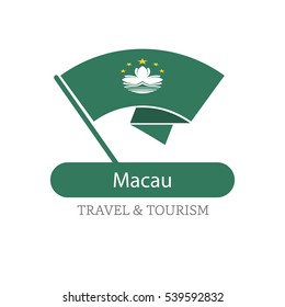 Macau The Travel Destination logo - Vector travel company logo design - Country Flag Travel and Tourism concept t shirt graphics - vector illustration
