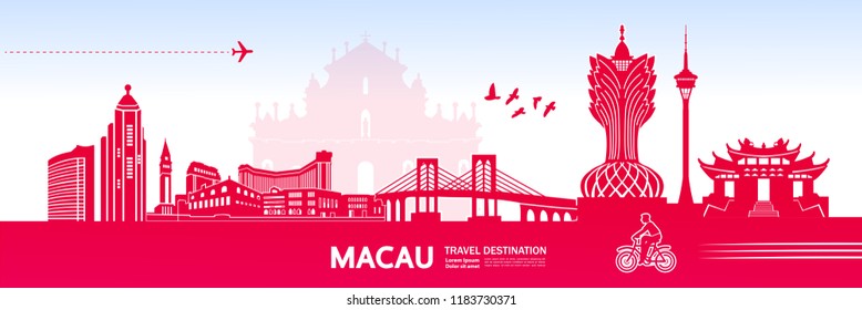 Macau travel destination vector illustration.