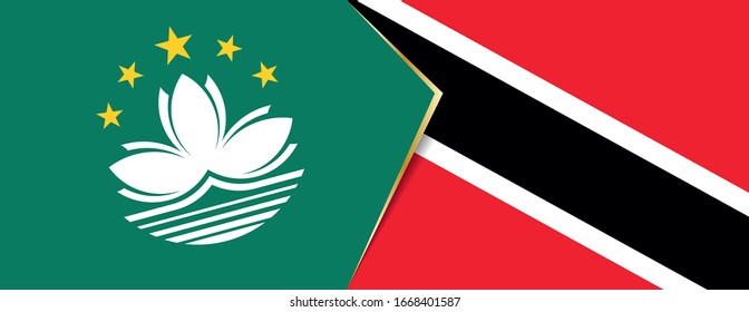 Macau und Trinidad und Tobago Flaggen, zwei Vektorillustrationen Flaggen Symbol für Beziehung oder Konfrontation.