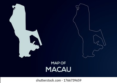 Macau vector map silhouette isolated. High detailed silhouette illustration. Full Editable Macau map vector file.