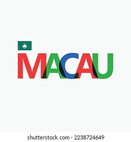 Macau vector RGB overlapping letters typography with flag.