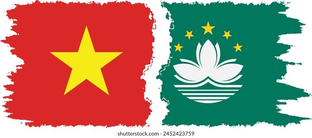 Macau and Vietnam grunge flags connection, vector