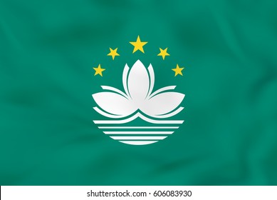 Macau waving flag. Macau national flag background texture. Vector illustration.